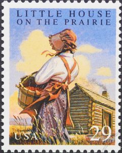 Little House on the Prairie stamp with caption: "Junk mail? Not in the 1800's!"