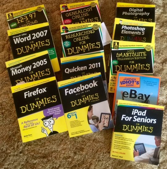 Seniors and technology: A collection of thirteen "Idiots Guide" and "for Dummies" books my parents have acquired to learn new things