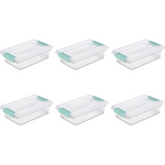 Sterilite Small Clip Box, Clear Lid & Base wColored Latches, 11 x 1.63 x 2.75 6-Pack